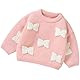 Yaopelky Baby Mädchen Strickpullover Nette Schleife Pullover Pullover Pullover für Kleinkind Mädchen Warme Rundhals-Oberteile mit Langen Ärmeln