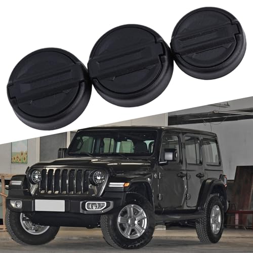 MoSundi Lot de 3 caches de serrure de porte en ABS noir compatibles avec Jeep Wrangler 2018-2024, protection anti-corrosion et résistante à l'usure
