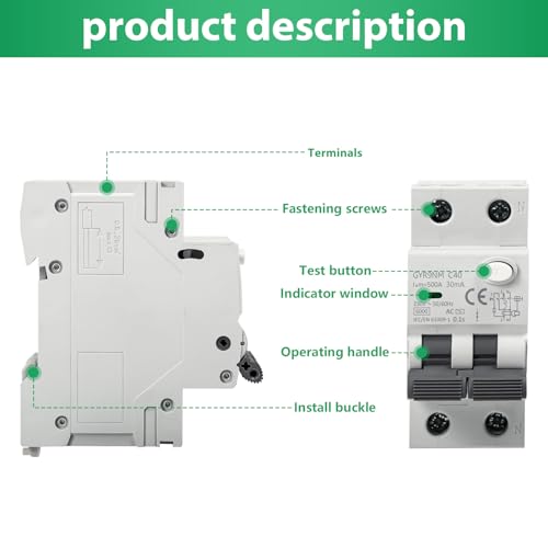 Miniatura 7 de Magnetotermico 40a 30ma 1p N Interruptor Diferencial Rcbo 6ka Mcb Diferencial De Corriente Alterna 220v Con Protección Contra Corriente De Fuga, Sobrecarga Y Cortocircuitos.