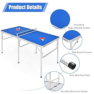 Goplus Foldable Ping Pong Table, 100% Preassembled, Table Tennis Table with Net, 2 Paddles, Ping Pong Balls, Portable Table Tennis Game Set for Indoor Outdoor Goplus Foldable Ping Pong Table 100 Preassembled Table Tennis Table with Net 2 Paddles Ping Pong Balls Portable Table Tennis Game Set for Indoor Outdoor