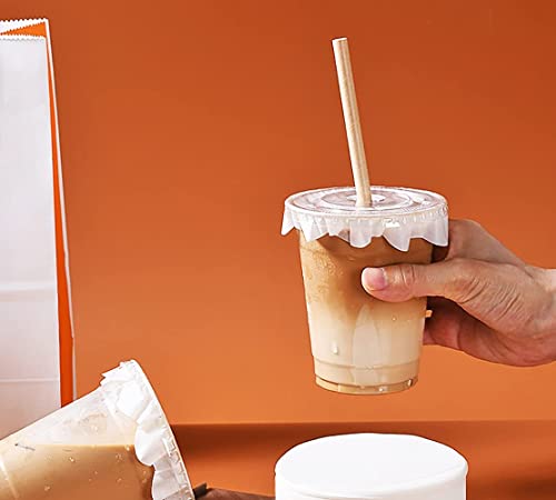 جودرن 500 قطعة من أغطية أكواب مانعة للتسرب من فيلم إغلاق الأكواب، أغطية أكواب بلاستيكية قابلة للتصرف، أغطية أكواب قهوة، أغطية أكواب حليب، أغطية أكواب مشروبات، أغطية دائرية مانعة للتسرب من ورق