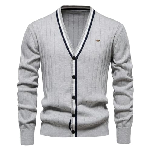 Pull d'automne chic pour hommes avec tricot de qualité et col en V structuré - 5