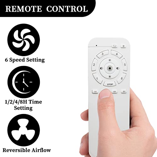 Mq 27'' Ceiling Fan With Light Remote Control, Dimmable Led Ceiling Fans With 3 Color Temperatures, 1/2/4/8H Timing, Noiseless Reversible Motor For Bedroom/Living Room/Study/Kitchen/Porch (Black) #TOP29