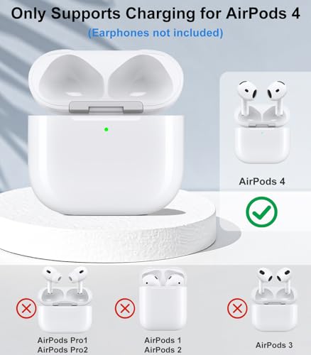 Image of Wireless Charging Case Compatible with AirPods 4,with Gray Cloth (C Port)