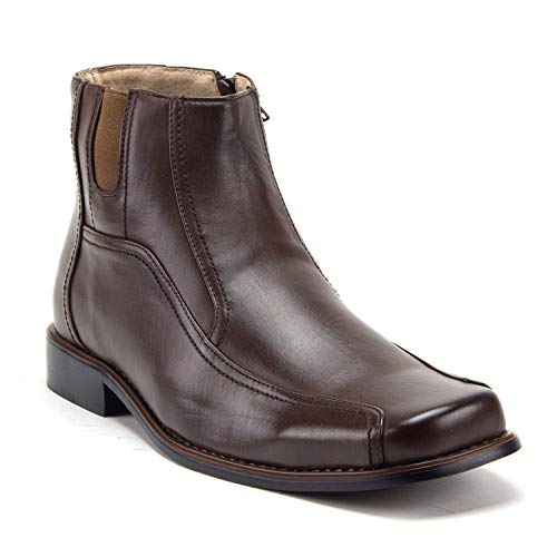 Jazamé Men's Leather Lined Ankle High Moto Zipped Chelsea Dress Boots Botas Bota