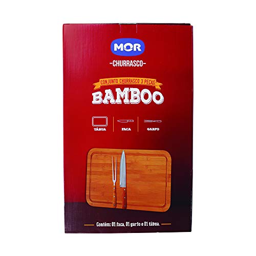 Mor - Conjunto Churrasco Bamboo Tábua Retangular 30Cm X 50Cm