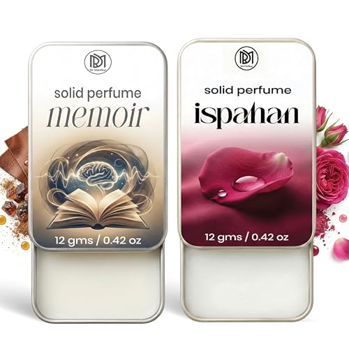 Image of Dr.Mashur Solid Perfume |Ispahan&Memoir Alcohol Free Wax Perfume Balm, Long Lasting | Pocket Tin 12g, Pack Of 2| Non Greasy Smooth Glide, Travel Friendly Men And Women