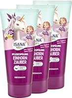 ISANA KIDS Pflegespülung Einhorn-Zauber, 600 ml (3x 200 ml) - Haare entwirren und kämmbarkeit merkbar verbessern - Mit Panthenol und Sesamöl