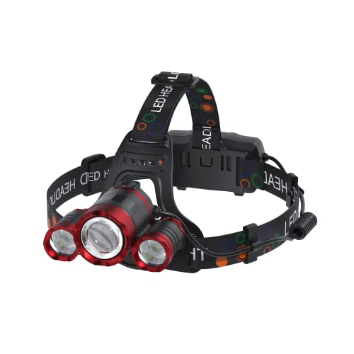 Headlamp Rechargeable Usb Headlamps 6000 High Lumens Super Brightest Head Lamp For Adluts Kids Waterproof Headlight 4 Modes Lightweight Head Lights For Outdoor Camping Hunting Running Hiking(Red) #TOP6