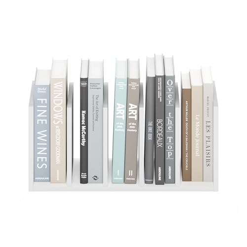 Image of Furinno HERMITE Desk File Folder Organizers, 5-Space Vertical Desktop Office Organization Racks, Desk Top Display Book Shelf, for Paper, Office Supplies, Magazine, White