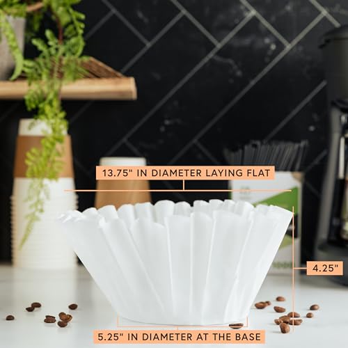 Tupkee Extra Large Coffee Filters – 13.75” x 5.25” – Fits Bunn 1.5–3 Gallon Commercial Coffee & Tea Machines – Chlorine-Free – No Overflow, No Tearing – 250 Count – For Restaurants, Cafés