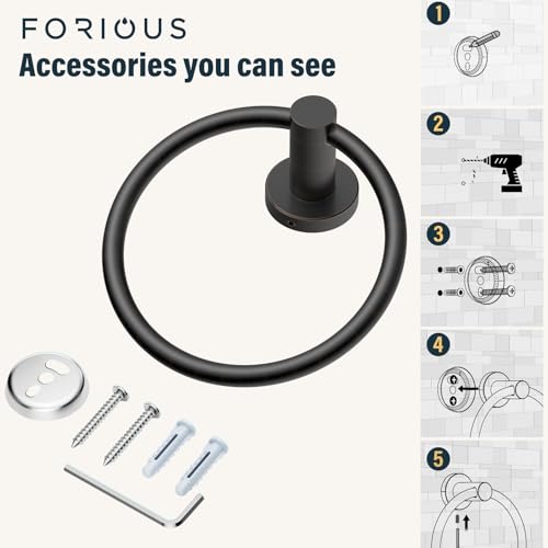 FORIOUS Towel Ring, SUS304 Stainless Steel Modern Hand Towel Holder Rack Hanger Round for Bathroom Wall Mounted, Ideal for Bath, Kitchen, RV, Oil Rubbed Bronze by FORIOUS - Image 6