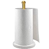 Gold Paper Towel Holder Countertop with Heavy Marble Base, Free Standing Paper Towel Roll Holder for