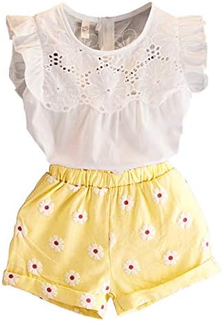 Happy Town2PCS Set Toddler Kids Baby Girls Outfits Clothes T-Shirt Vest Tops+Shorts Pants