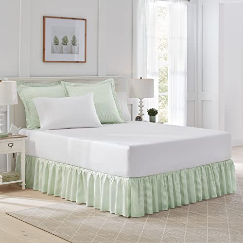 Image of Laura Ashley - Euro Sham Covers, Soft Cotton Decorative Pillow Covers with Envelope Closure, 26x26, Ticking Stripe Room Decor, Set of 2 (Green)