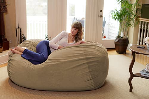 Chill Sack Bean Bag Chair: Huge 6' Memory Foam Furniture Bag And Large Lounger - Big Sofa With Soft Micro Fiber Cover - Tan Pebble #TOP2