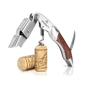 Philorn Wine Opener-Professional Corkscrew Wine Opener with Foil Cutter & Cap Remover, Manual Wine Key for Servers, Bartenders, Waiters & Home Use, Rosewood Handle Wine Bottle Opener