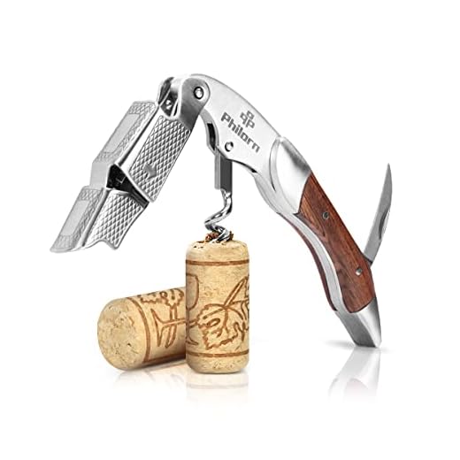 PHILORN Sacacorchos Profesional, Abridor Vino de Palo de Rosa Natural y Acero Inoxidable Premium, Foil Cortador, Abrebotellas, Todo en 1, Mejor Elección de Camarero, Sommelier Global