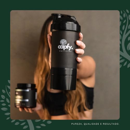 Coqueteleira Whey Academia 500ml com Mola Divisórias Shakeira Compartimento com Porta Comprimido Sup