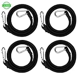 Tinyriz Gepäckspanner mit Karabiner 4 Stück Spanngurte mit Haken 100cm Lang, Extra Stark Spanngummi 10mm Durchmesser Spannseile für Auto Motorrad Gepäck Zelt Outdoor, Schwarz