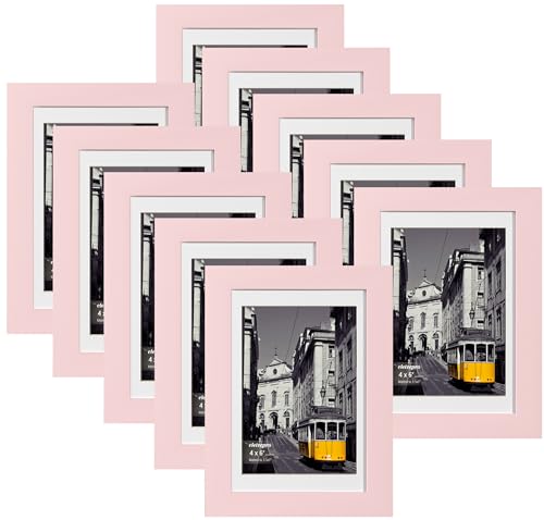 eletecpro 4x6 Picture Frames, Acrylic Cover, Pink, Set of 10