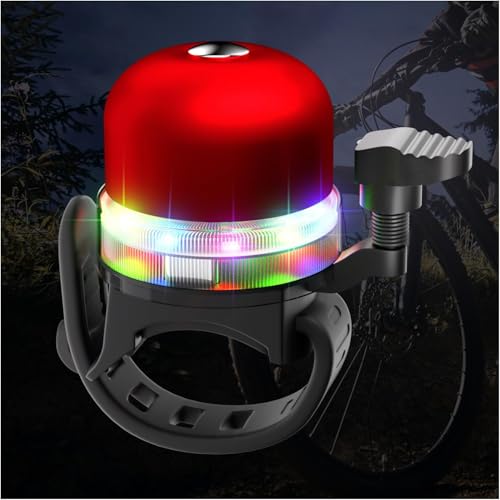 Bike Bell Bicycle Bell with RGB Lights: Mini Red Bicycle Bel