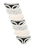 Marca Amazon - Iris & Lilly Braga Hipster de Algodón Mujer, Pack de 7, Multicolor (negro/melange/rosa suave), M, Label: M