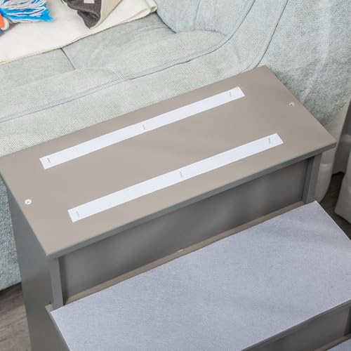 PawHut Haustiertreppe 4-stufige Hundetreppe Katzentreppe Einstiegshilfe mit Rutschfester Matte Haustierleiter für Auto Bett Sofa Grau 40 x 59 x 54,2 cm