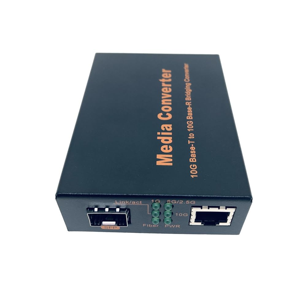 Convertisseur de Média en Fibre Optique + à + 10Gbps, Commutateur Ethernet 10Gbps RJ45 100M/1000M/10G, Prise EU.