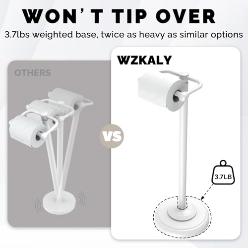 image for WZKALY Toilet Paper Holder Stand, White Toilet Paper Holder Free Stand