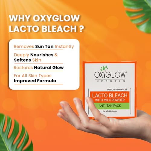 Image of OxyGlow Herbals Lacto Bleach Cream Enriched with Milk Powder 50g | Removes Tan & Hydrates the Skin| Whitens, Lightens & Brightens the Skin