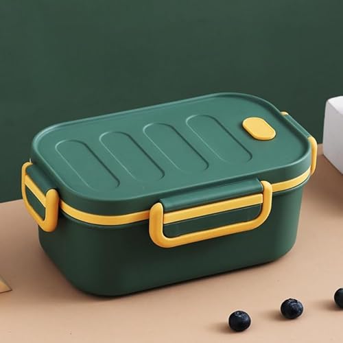 弁当箱 2段 1000ml大容量 ランチボックス お弁当箱 おべんとう箱 汁漏れ防止 仕切付き 保存容器 食洗器 電子レンジ対応 バルブ付き密閉 男女兼用 子供用 小学生 大人用 (グリーン)