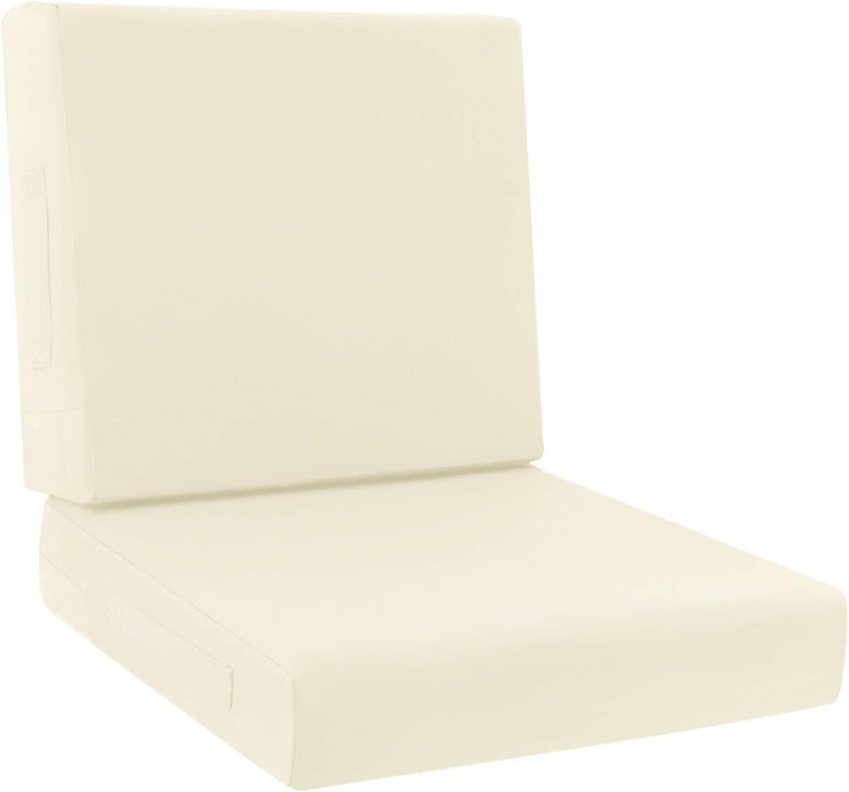 HEBE Outdoor Chair Cushions Set 22 x 22 Inch Waterproof Deep Seat Patio Cushion for Patio Furniture with Fade Resistant, Removable Cover & Handle for Sofa Couch, Beige Seat 22x22 In + Back 22x19 In Beige