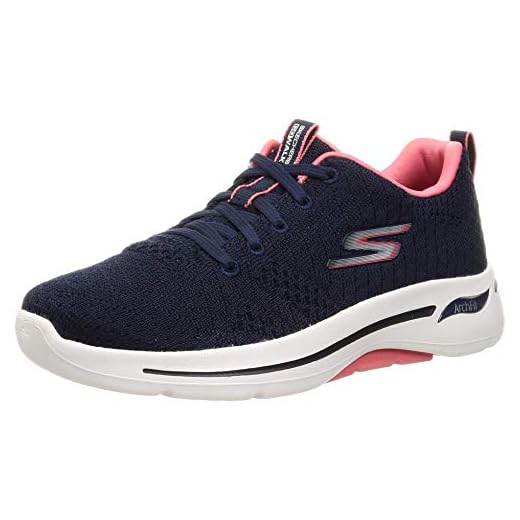 Skechers Go Walk Arch Fit Unify, Zapatillas Deportivas Mujer, Azul Marino/Naranja Coral, 39 EU