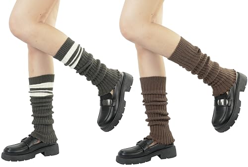 Image of BomKinta Leg Warmers for Women - Soft Fashion Knit Calf Accessories Gifts - Cute 80s Ruffle Leg Sleeves for Party Yoga