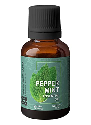 Image of Heilen Biopharm Food Grade Edible Peppermint Essential Oil - 15 mL Bottle Pack of 1, For Skin & Hair Care, Insect Repellent, Aromatheraphy (Mentha Piperita)