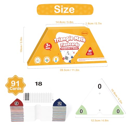 Edulok Multiplication and Division Flash Cards 0-12, Triangle Math Games Flash Cards with Times Table Chart, Math Manipulatives Flashcards for Kids Classroom Homeschool 3rd 4th 5th 6th Grade by Edulok - Used condition - Image 7