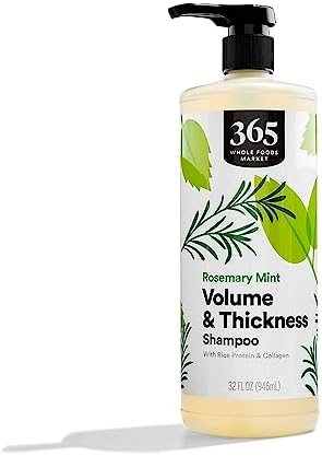 365 by Whole Foods Market, Volume & Thickness Shampoo with Rice Protein & Collagen, Rosemary Mint Scent, 32 Fl Oz