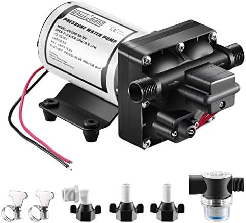 WASSERMANN Water Booster Pump 12V DC, Self Priming Diaphragm Pump 5.0 GPM 55 PSI, RV Water Pump with Pressure Switch, for RV Marine Yacht Lawn Garden