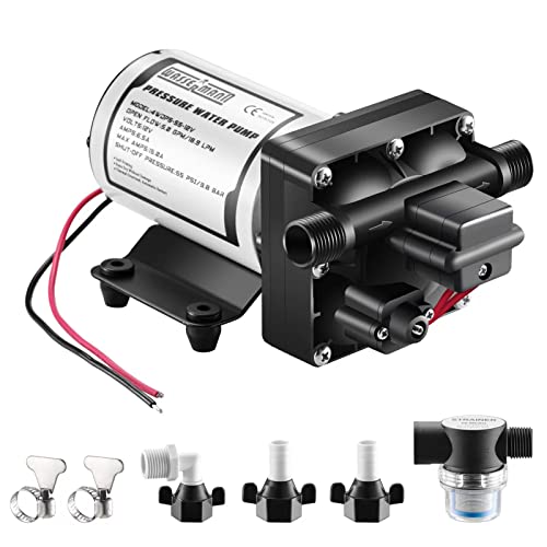 Wassermann Water Booster Pump 12V Dc, Self Priming Diaphragm Pump 5.0 Gpm 55 Psi, Rv Water Pump With Pressure Switch, For Rv Marine Yacht Lawn Garden #TOP1