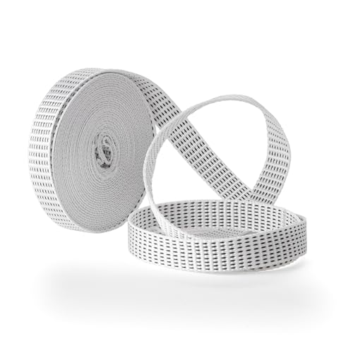 IdeaGenesis - Cinta para Recogedor de Persianas Enrrollables | Cuerda de Repuesto para Carrete de Toque Suave y Rígido | Resiste Rayos UV y Abrasión (Blanca pintas, Cinta 18mm)