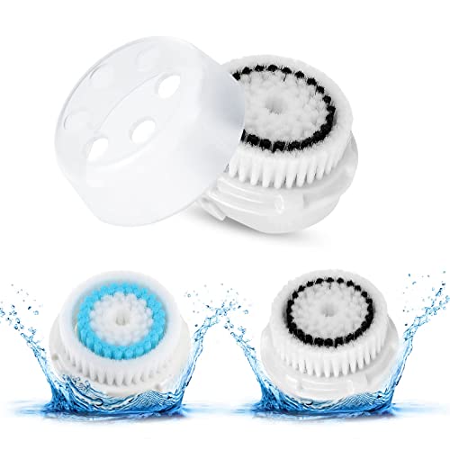 2 cabezales de repuesto para cepillos de repuesto Clarisonic, cepillo de limpieza de repuesto Mia eléctrico, cabezales de repuesto para Mia 2/Alpha Fit/Aria/Smart Profile/Radiance (azul y negro)