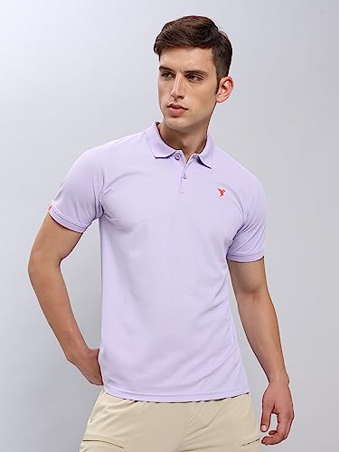 Image of TECHNOSPORT Men's Polyester Slim Fit Self-Design Short Sleeve Polo Matpiq T-Shirt with Anti Microbial, Techno Dry for Regular and Casual Use