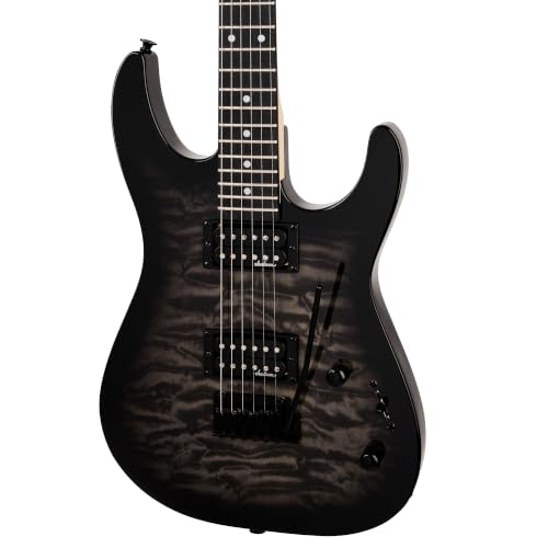 Image of Jackson JS Series Dinky JS11Q Electric Guitar - Transparent Black Bundle with Amplifier, Gig Bag, Tuner, Strap, Cable, Picks, and Austin Bazaar Instructional DVD