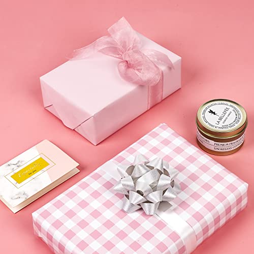 Wrapaholic Reversible Wrapping Paper - Mini Roll - 17 Inch X 33 Feet - Pink And White Plaid Design For Birthday, Holiday, Wedding, Baby Shower #TOP4