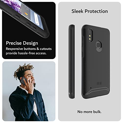 Tudia Dualshield Slim Fit Case For Zte Blade A3 Prime/A3Y - Matte Black Heavy Duty Shockproof Protection #TOP3