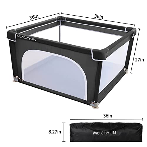 Baby Playpen,Playpen For Babies And Toddlers,Baby Play Yards Indoor,Safety Play Yard For Babies With Soft Breathable Mesh,No Gaps Large Baby Playpen, Small Baby Playpens(36”×36”,Black) #TOP4