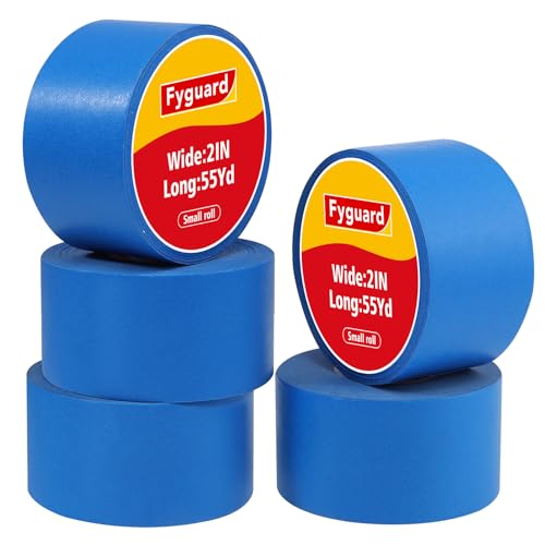 Image of 5 Rolls Blue Painters Tape 2inch Wide Small Roll Painters Tape Bulk Blue Masking Tape for Wall Painting Edge Treatment DIY Crafts Packaging, 1.89IN x 55Yd x 5 Rolls