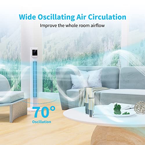 Tower Fan - Oscillating Tower Fan With 3 Speeds & Modes, Led Quiet Fan With Remote Control, 36 Inch Bladeless Tower Fan, 7.5H Timer, Space-Saving Standing Fan, Portable Fan For Bedroom Home Office #TOP3