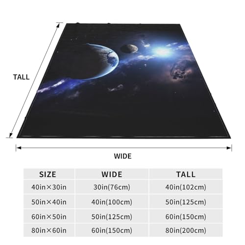 Couverture micro polaire terre et lune, cadeau chaleureux pour le lit